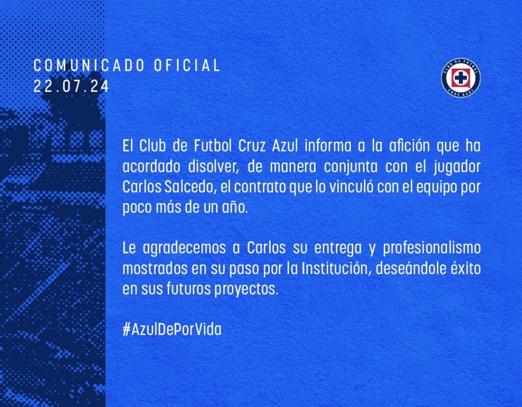 Carlos Salcedo en cruz azul