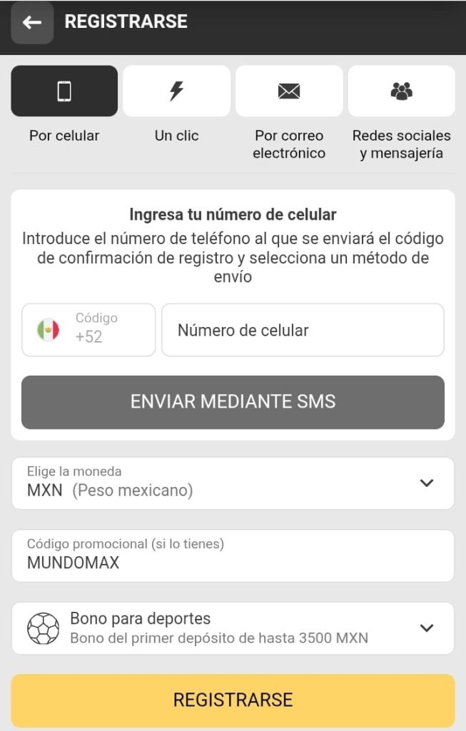 registro en melbet mexico