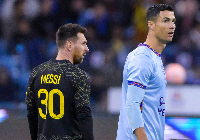 Messi y Cristiano Ronaldo en un duelo PSG contra Riyadh All Stars en Arabia Saudita