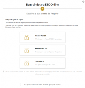 De Registo De Utilizador Esc casinos online banca francesa