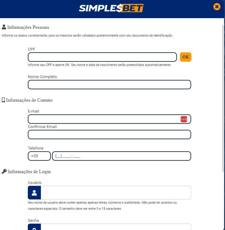 Como me cadastrar na Simples Bet?