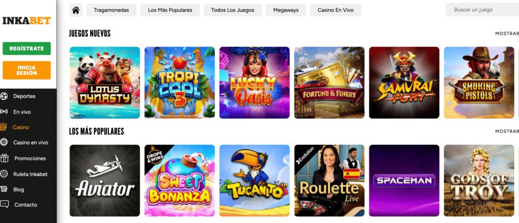 juegos de casino en Inabet Perú