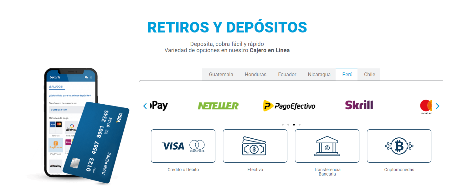 metodos de pago betcris