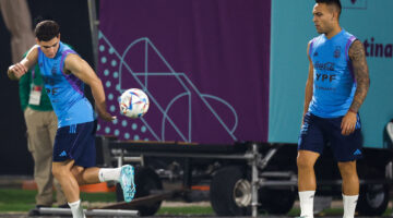 Julián Álvarez y Lautaro Martínez en la selección de Argentina