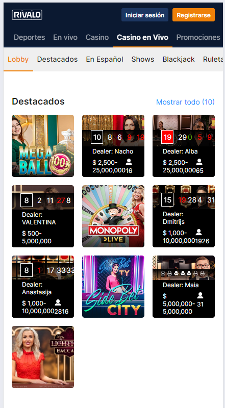 rivalo casino en vivo