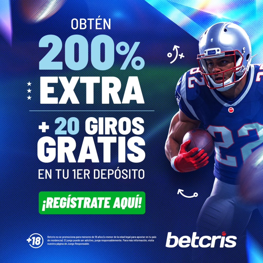 Código promocional Betcris BETFDPE válido en [auto_last_update format="F Y" before=""]: Bono del 200% + 20 giros gratis