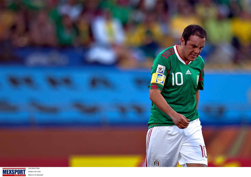 AFRCIA WC BLANCO SOCCER/FUTBOL WORLD CUP 2010 MEXICO VS URUGUAY Action photo of Cuauhtemoc Blanco of Mexico, during Worl