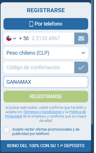 1xbet codigo promocional registro en chile
