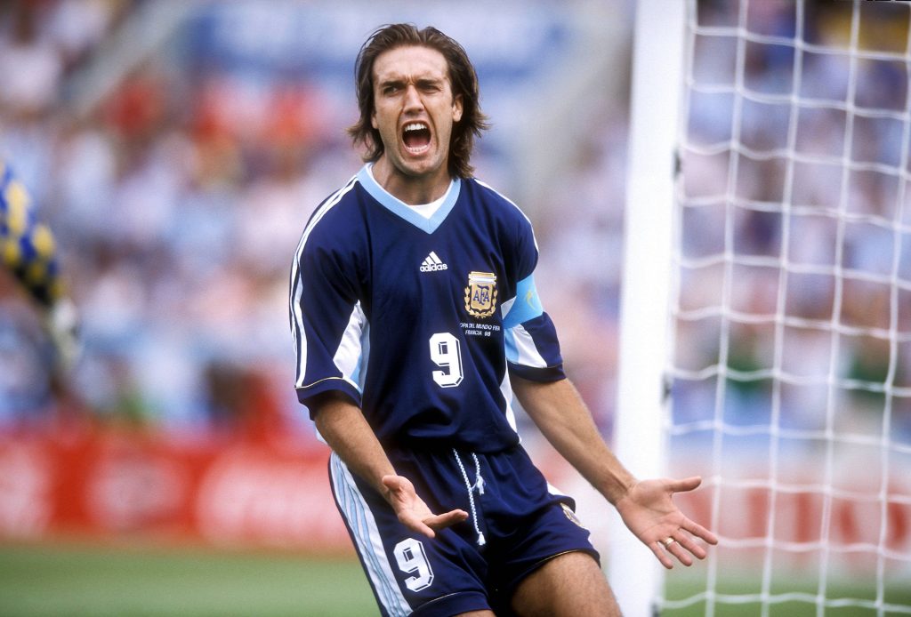 Gabriel Batistuta en el mundial de 1998 con la selección argentina