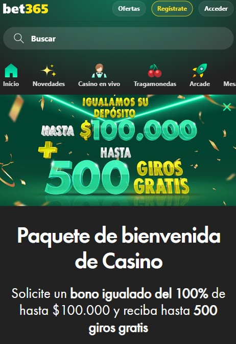 bono de casino y giros gratis de bet365