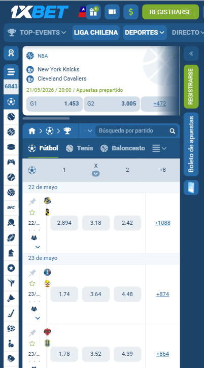 apuestas deportivas en vivo en 1xbet: mercados y cuotas