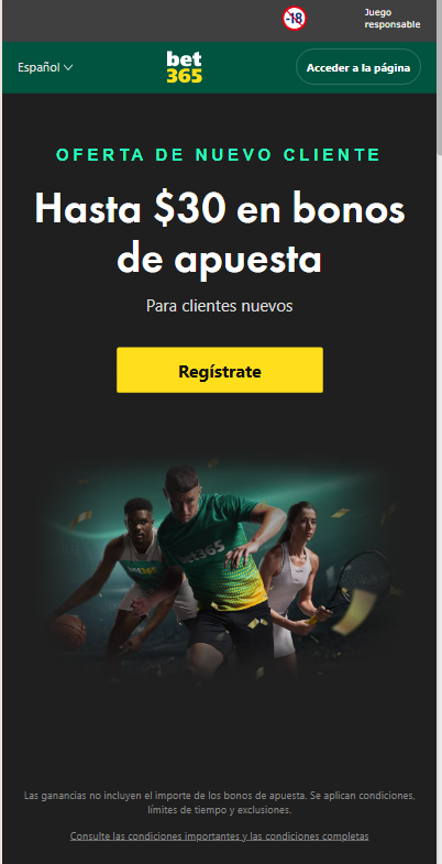 bono de bievenida bet365: hasta 30 USD